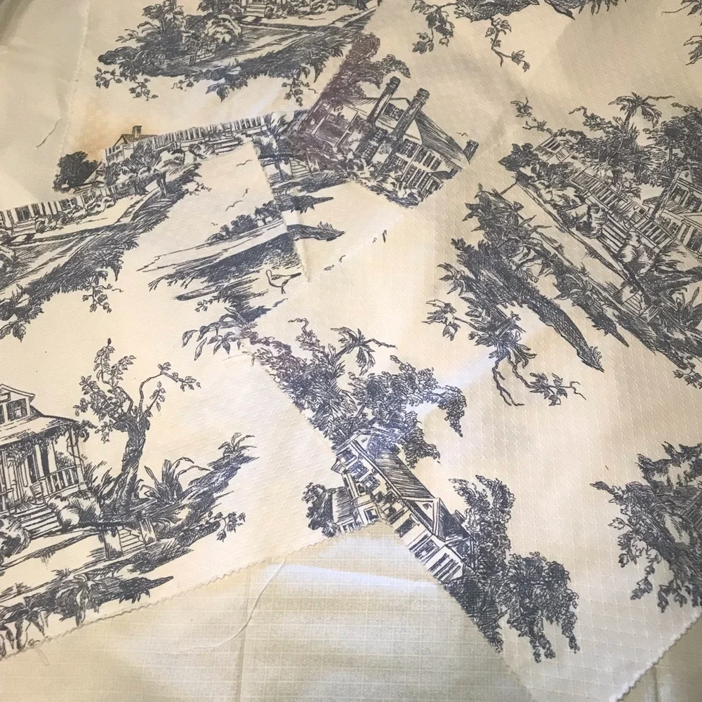 Classic Delft Blue Toile Cotton Home Accent Fabric  4 Blocks